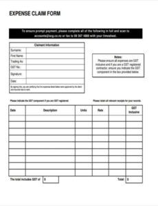 Free  Employee Expense Claim Template Pdf