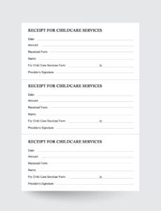 Printable Child Care Expense Receipt Template Excel