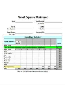Printable Group Travel Expense Template Pdf Sample
