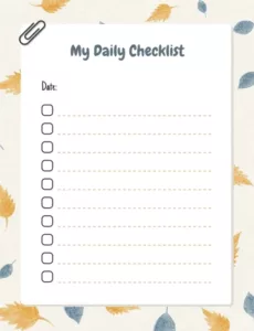 beige floral my daily activities checklist template  venngage daily activity list template example