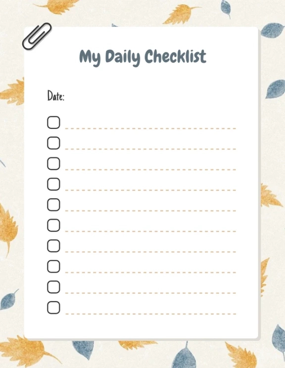 beige floral my daily activities checklist template  venngage daily activity list template example