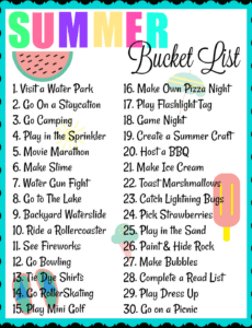 bucket list activity for kids summer holiday bucket list template word