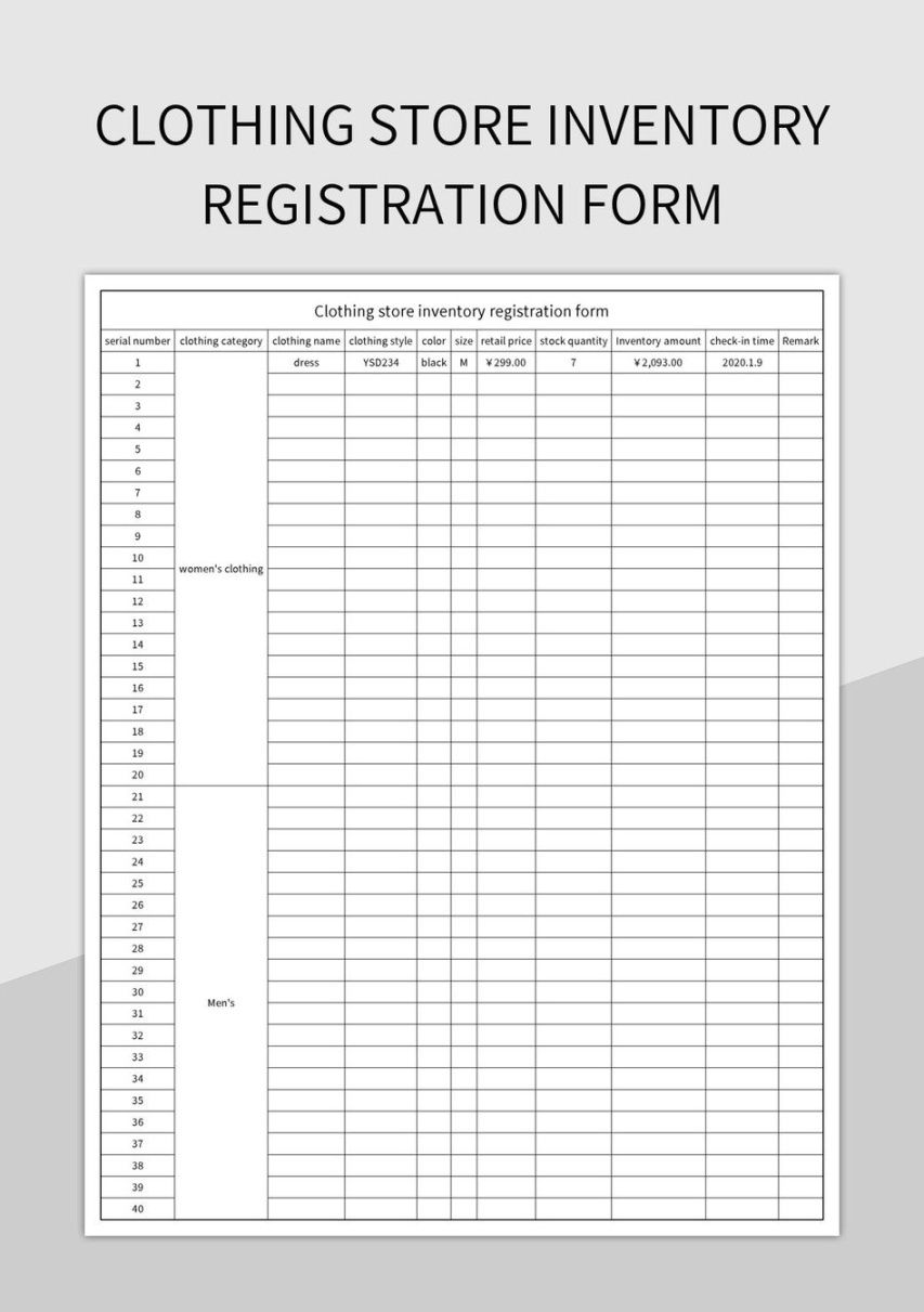 Editable Free Clothing Templates For Google Sheets And Microsoft Excel Slidesdocs Clothes Inventory List Template Example editable free clothing templates for google sheets and microsoft excel slidesdocs clothes inventory list template example