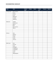editable housekeeping checklist housekeeper cleaning list template excel