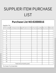 editable supplier item purchase list excel template and google sheets file for free download  slidesdocs vendor approved list template word