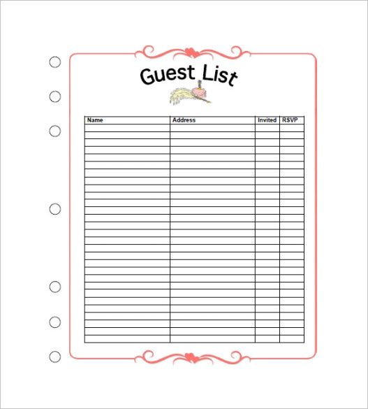 editable wedding guest list template  10 free word excel pdf format download! wedding guest list template pdf