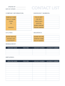emergency contact list template for employees excel  templates printable free emergency contact list template excel