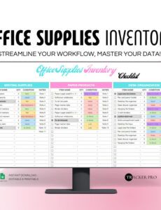 free comprehensive office supplies inventory checklist spreadsheet  google office stationery inventory list template example