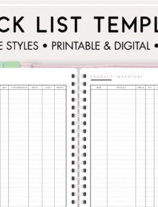 free free printable stock list template  manage your product inventory product inventory list template doc