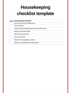 free housekeeping checklist sample at holly mellott blog housekeeper cleaning list template pdf