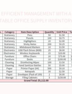 free office supplies inventory list templates for google sheets and office stationery inventory list template excel