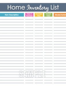 free printable home contents inventory list template house moving inventory list template word
