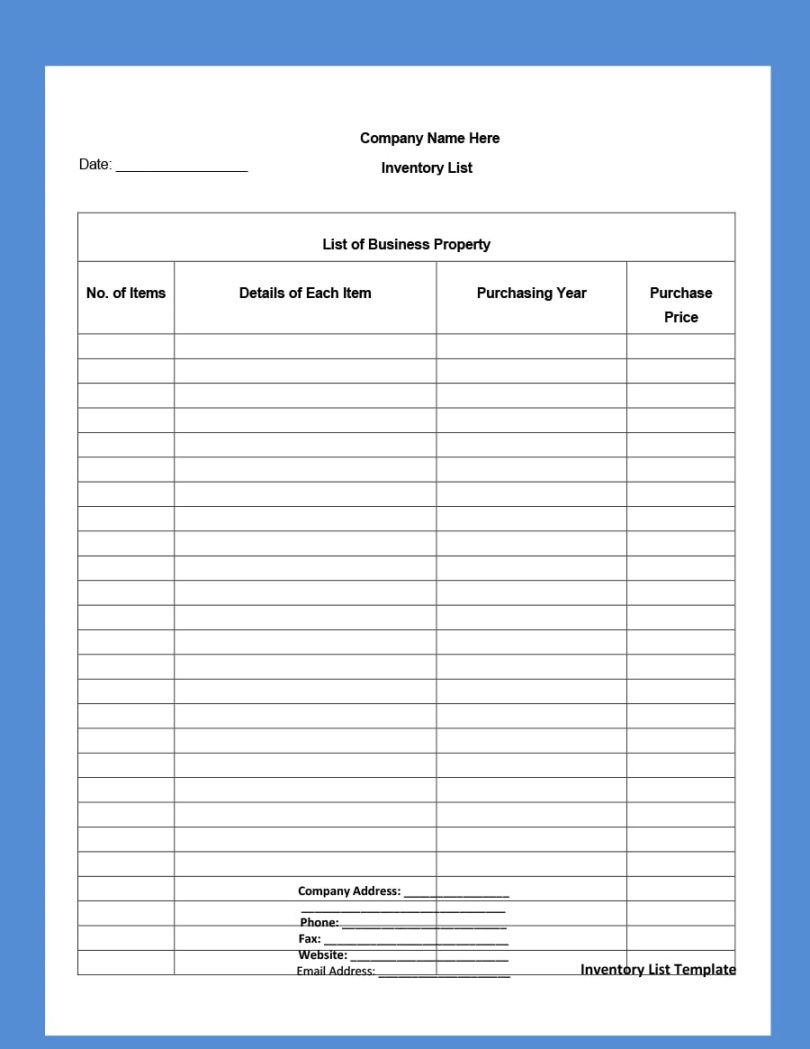 free printable inventory form office supply inventory list template pdf