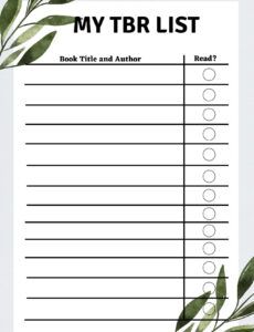 free printable tbr list  etsy school book list template excel