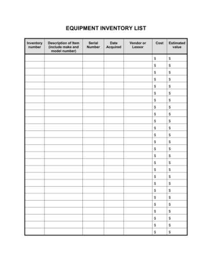 Free Sample Inventory Form Employee Equipment Inventory List Template free sample inventory form employee equipment inventory list template