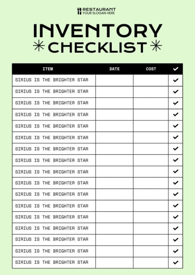 personalize and download this simple modern restaurant appliances inventory checklist template kitchen equipment inventory list template example