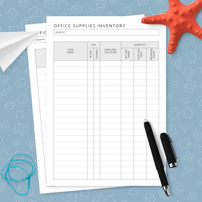 Office Stationery Inventory List Template