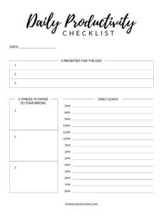 printable productivity checklist to help you get it all done  stylish life for moms daily activity list template word