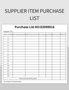 printable supplier item purchase list excel template and google sheets file for free download  slidesdocs approved supplier list template excel