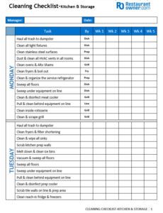 restaurant kitchen cleaning checklist pdf restaurant  vrogueco commercial kitchen cleaning list template pdf