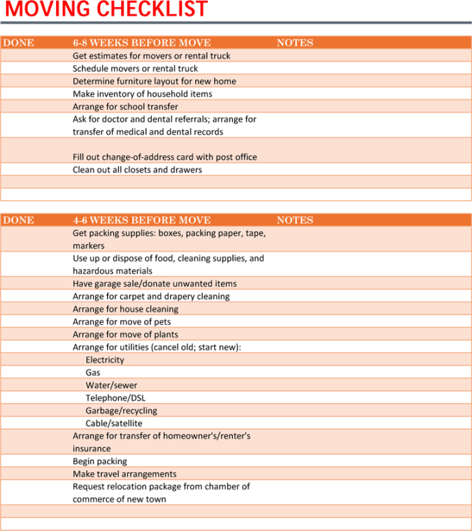 sample 5 moving checklist templates for excel word  ultimate guide house moving inventory list template excel