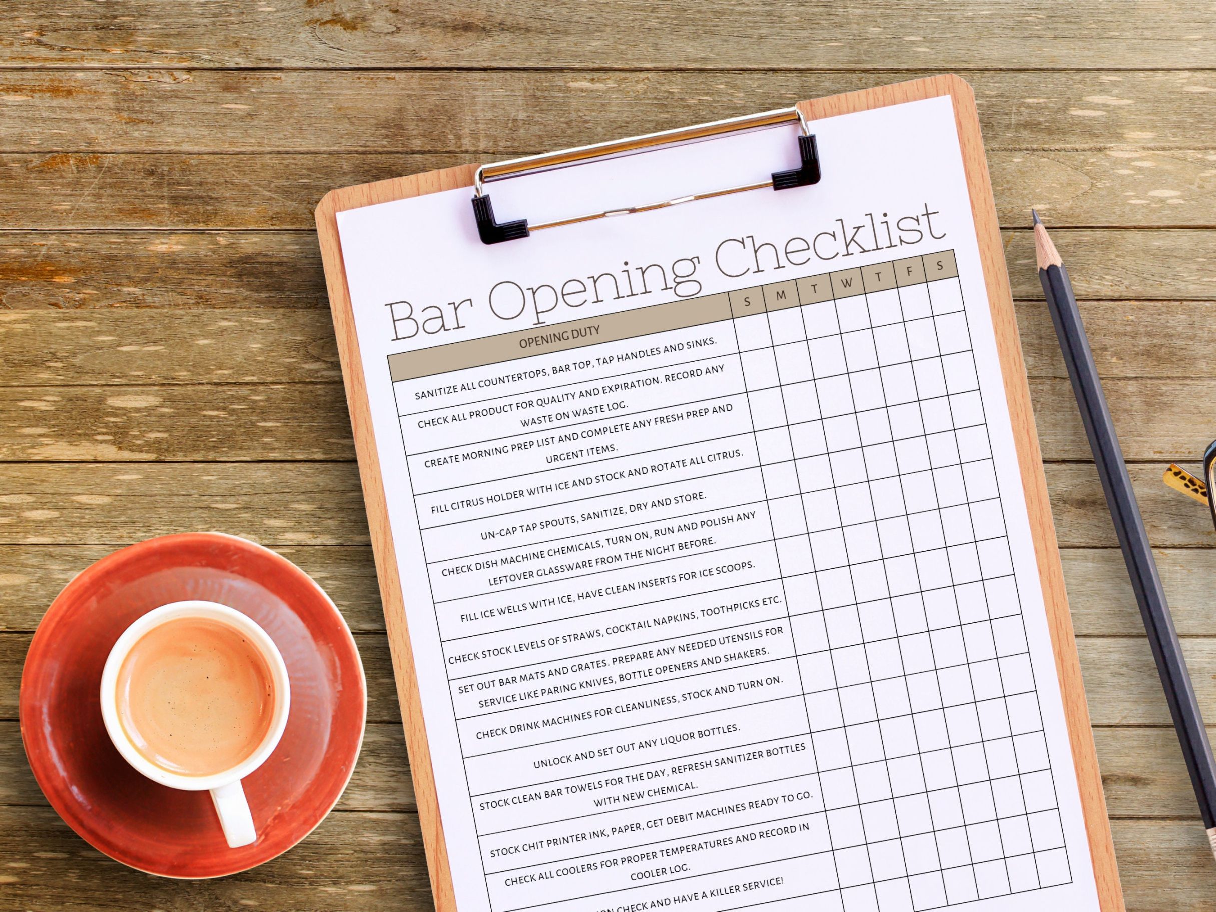 sample bar opening checklist restaurant bar cleaning list bar  etsy bar cleaning list template excel