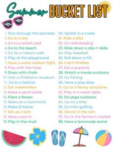 sample fun and free printable summer bucket list kids summer bucket list template example