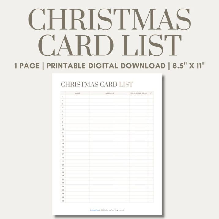 christmas card list printable pdf christmas planner christmas card planner digital download christmas card address list template pdf