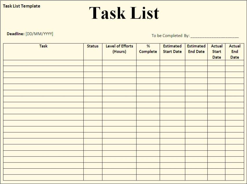 editable example of task list template at viigiselleblog blog job search list template