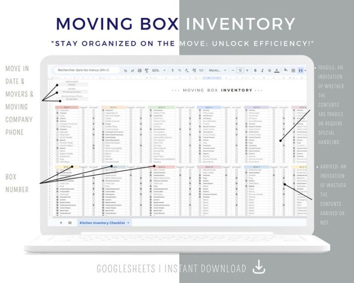 editable moving box inventory template moving planner moving box checklist storage inventory moving moving box inventory list template example