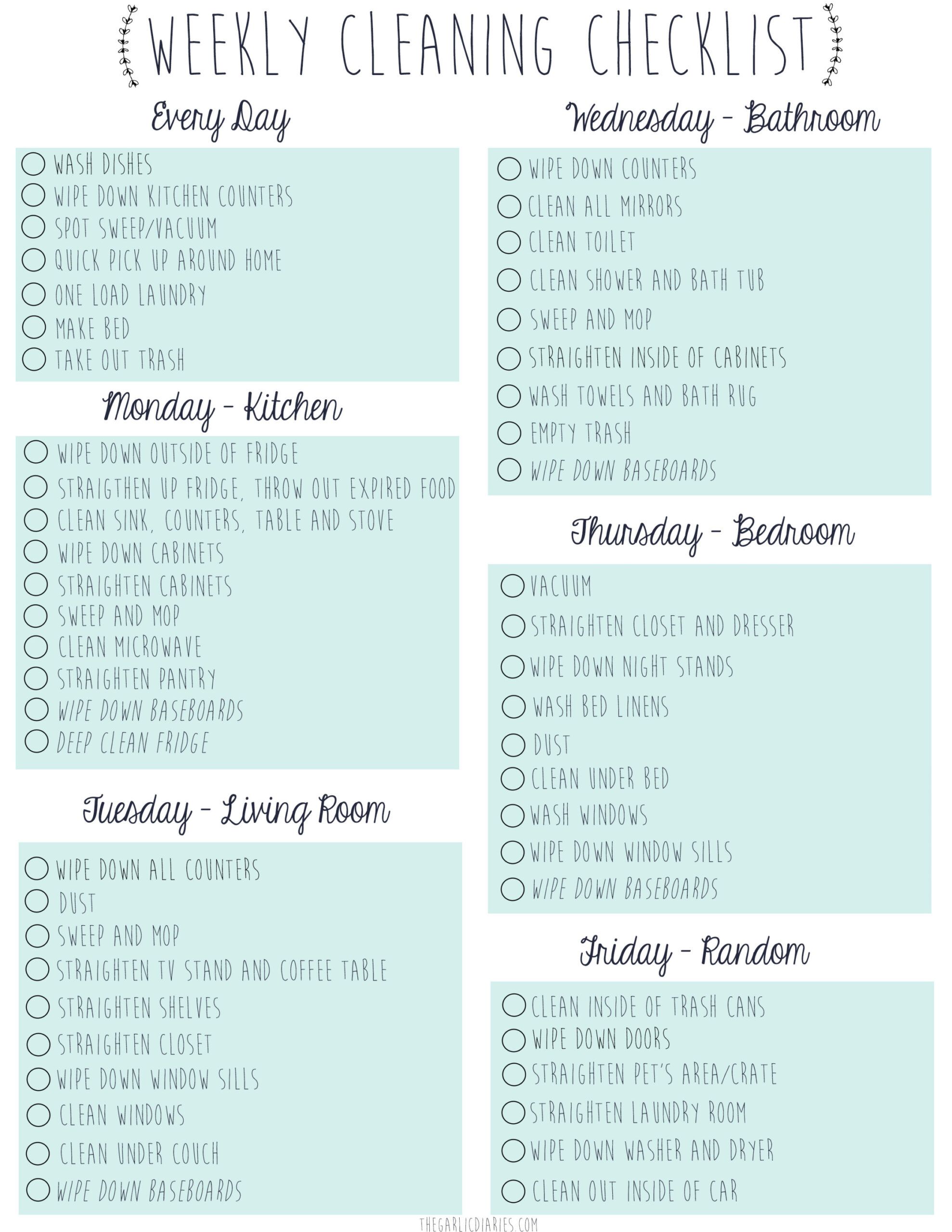 printable house cleaning checklist tasks at paul morrison blog bedroom cleaning list template example