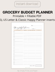 sample grocery budget planner printable food budget digital grocery budget planner fillable pdf a4 shopping list budget template example