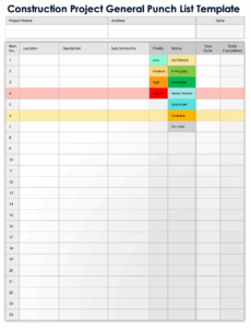 construction-project-punch-list-template