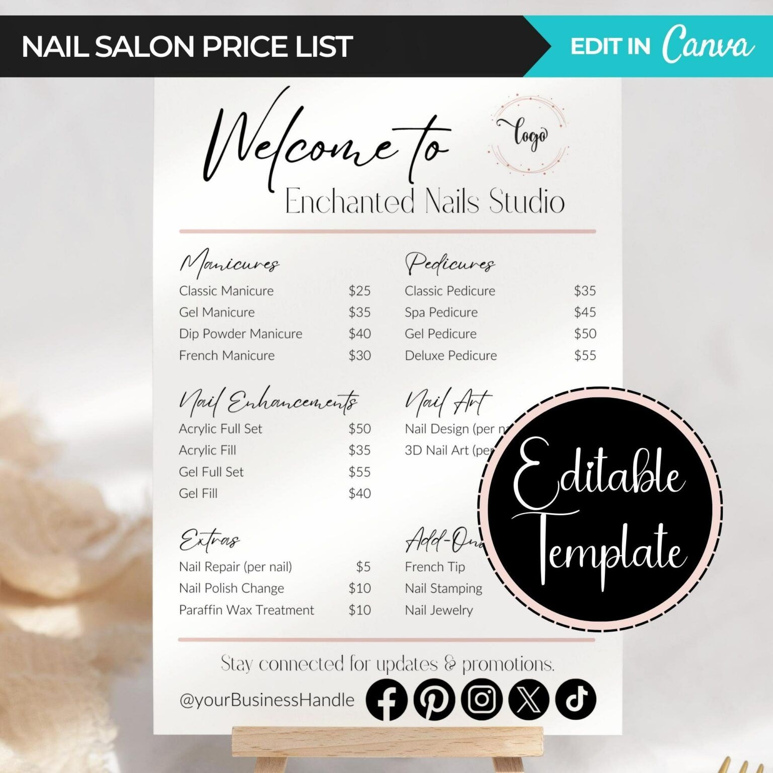 Nail Salon Price List Template Nail Salon Price List Template