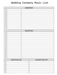 Editable Wedding Ceremony Music List Free Wedding Ceremony Music List