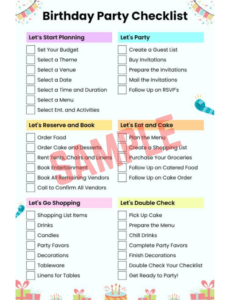 Birthday Party Shopping List Template
