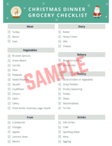 Christmas Dinner Shopping List Template