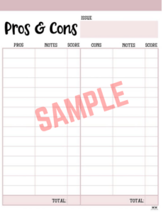 College Pro Con List Template