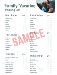 Family Holiday Packing List Template