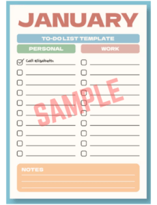 January To Do List Template