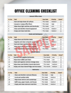 Office Cleaning Task List Template