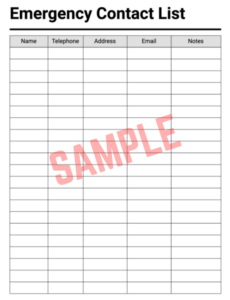 Staff Emergency Contact List Template