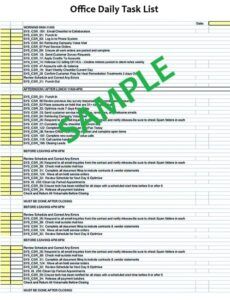 Free Office Daily Task List Template