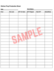 Restaurant Kitchen Prep List Template Restaurant Kitchen Prep List Template