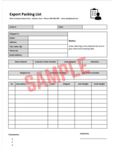 Shipping Container Packing List Template Shipping Container Packing List Template